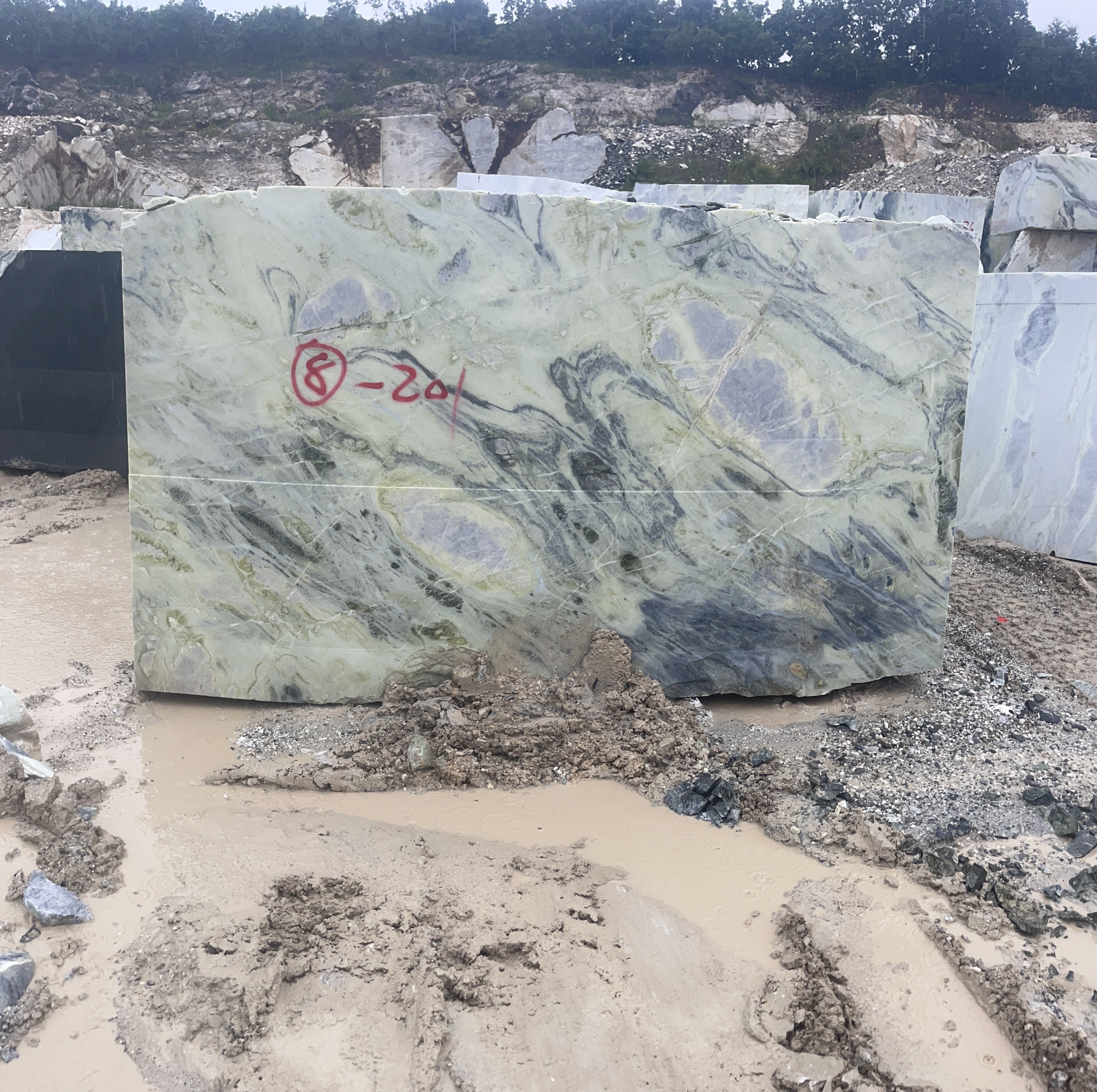 Dandong Big Flower Green Marble Blocks